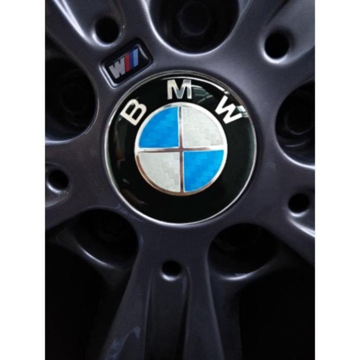 lot de 4 centre de roue cache moyeu bmw 56mm bleu carbone JB02