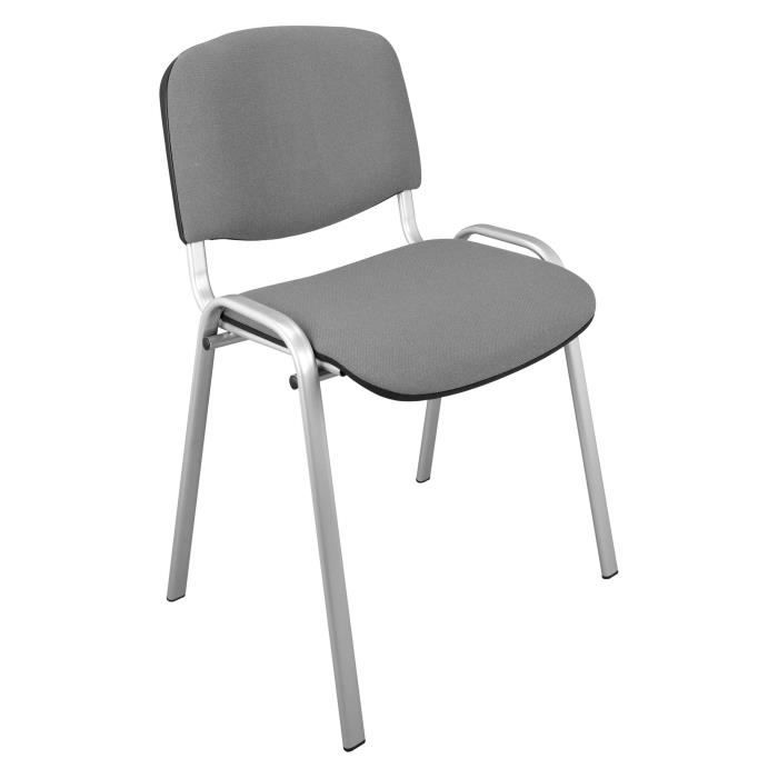 chaise conférence empilable gris piétement alu