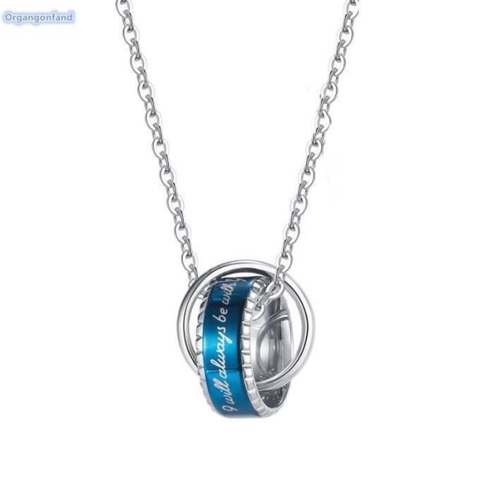 Collier Long Sautoir Pendentif Doré Homme – Émail Vert Bleu Style Art Nouveau – Neuf Sans Emballage
