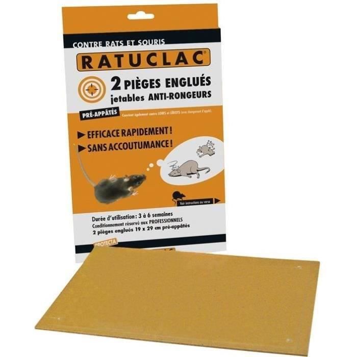 Piège englué anti-rongeurs RATUCLAC - lot de 2 - Pré-appâté et sans pesticide