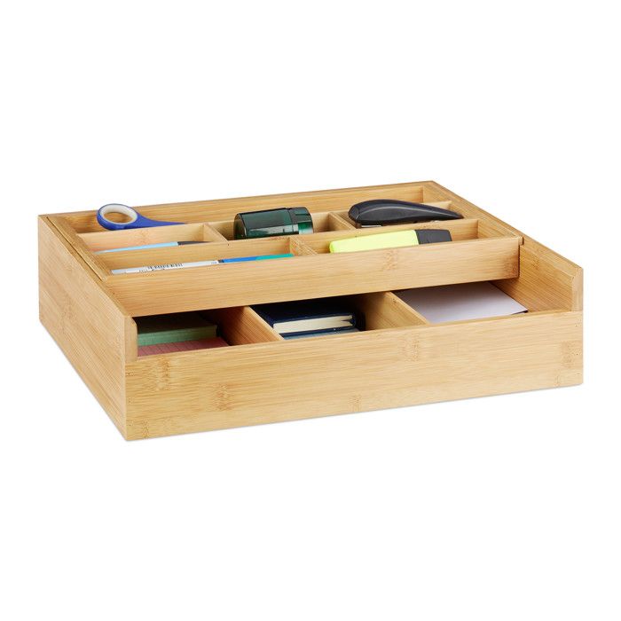 Mini Commode 3 Tiroirs En Bambou Et MDF - 14,5x25x20 Cm | Organisateur Pour Bureau, Maquillage Ou Bricolage - 6