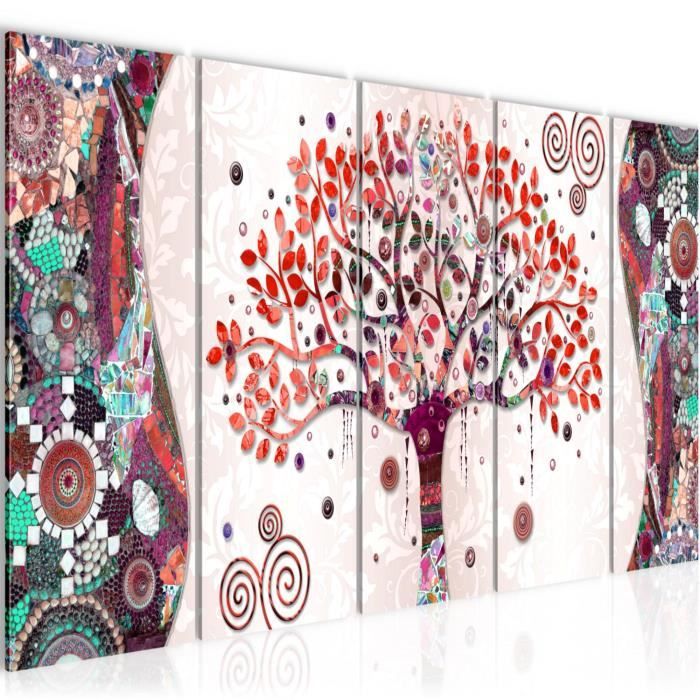 Tableau Toile Photo Gustav Klimt Arbre De Vie Decoration Murale 150 X 60 Cm Toison Xxl Salon Appartement Rouge Pret A Accrocher Cdiscount Maison