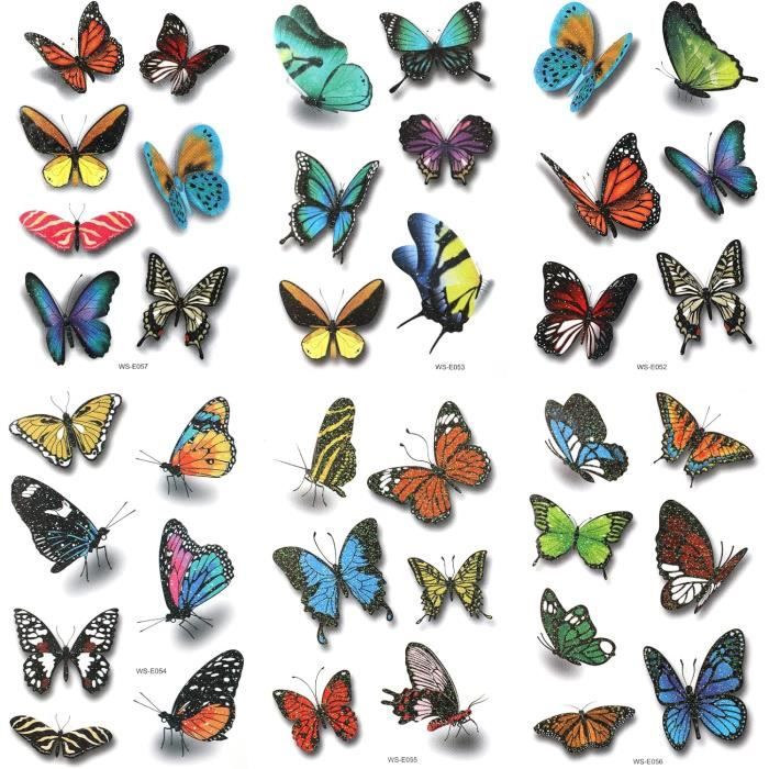 Tatouages Temporaires Papillons Colorés - Lot Neuf, Envoi Gratuit