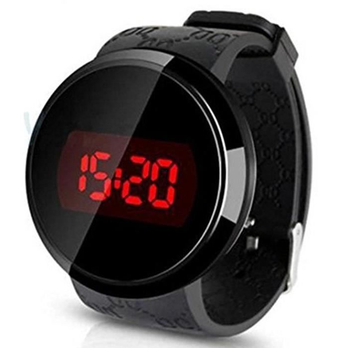 LED Montre numerique de l'ecran tactile en silicone noir a la mode