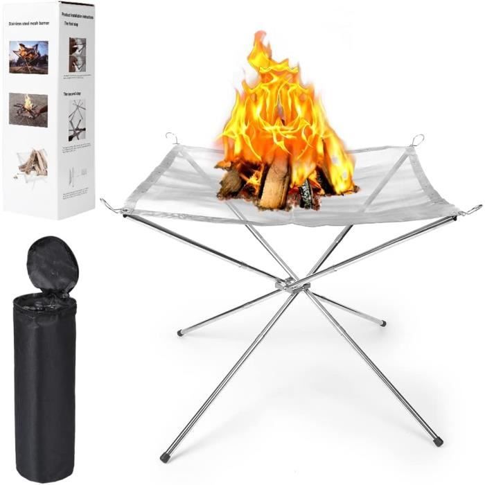 Brasero De Jardin En Acier Avec Plancha Ø75 Cm Et Grille BBQ - Foyer à Bois, Plan De Travail, Roues - 7