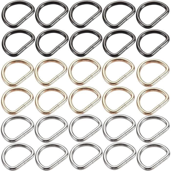 50 Anneaux En D Argentés – 25 Mm – En Métal Nickelé – Pour Sacs, Ceintures, Bricolage, Accessoires