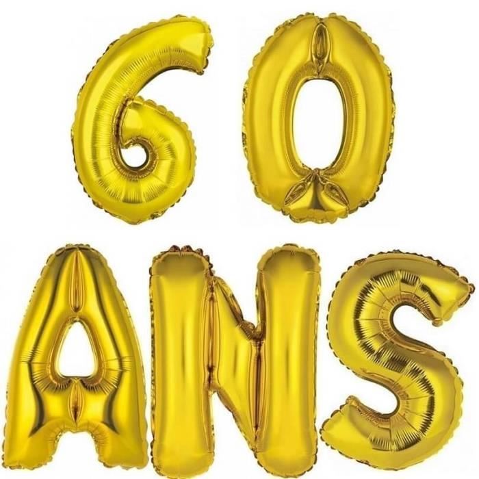 1 Kit Ballon aluminium anniversaire or 60 ANS