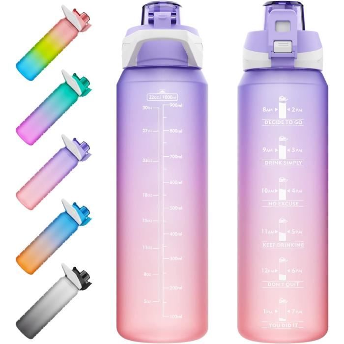 KollyKolla Bouteille d'eau 1L, Gourde Sport 1L avec Paille, sans BPA, 2