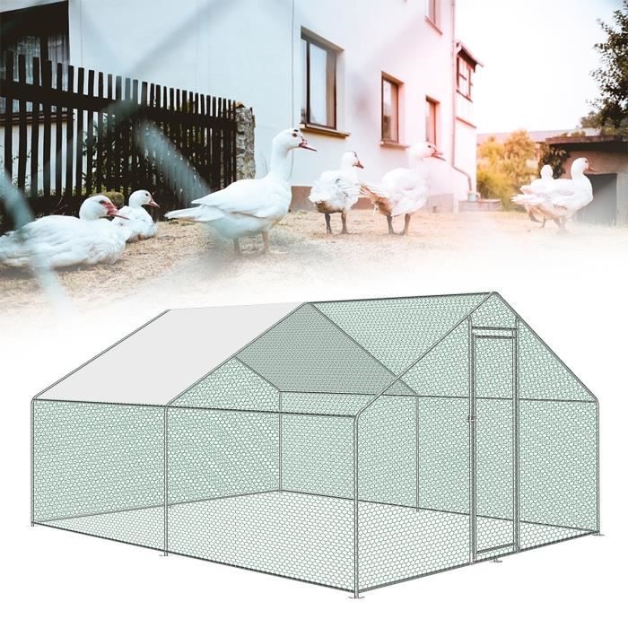 Meilleurs prix pour Poulailler - UISEBRT - 3x4x2m - Cadre en acier galvanisé - Toit en polyéthylène imperméable et résistant aux UV