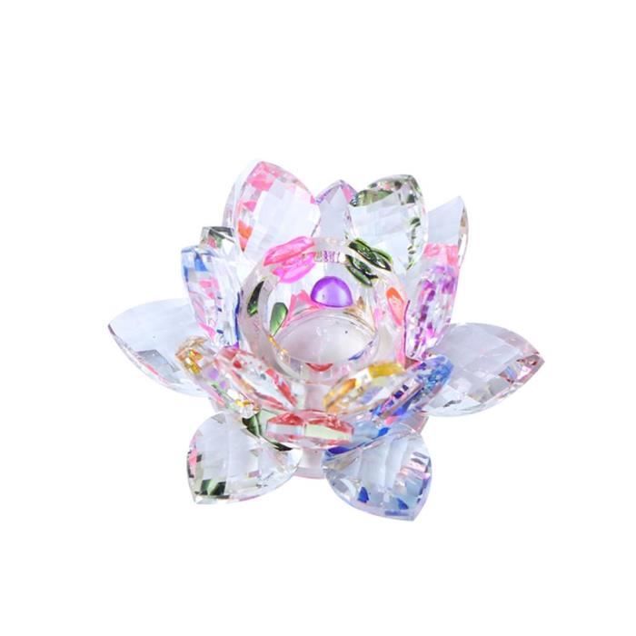 Portebougie En Verre Bougeoir Candle Holder Motif Lotus Accessoire