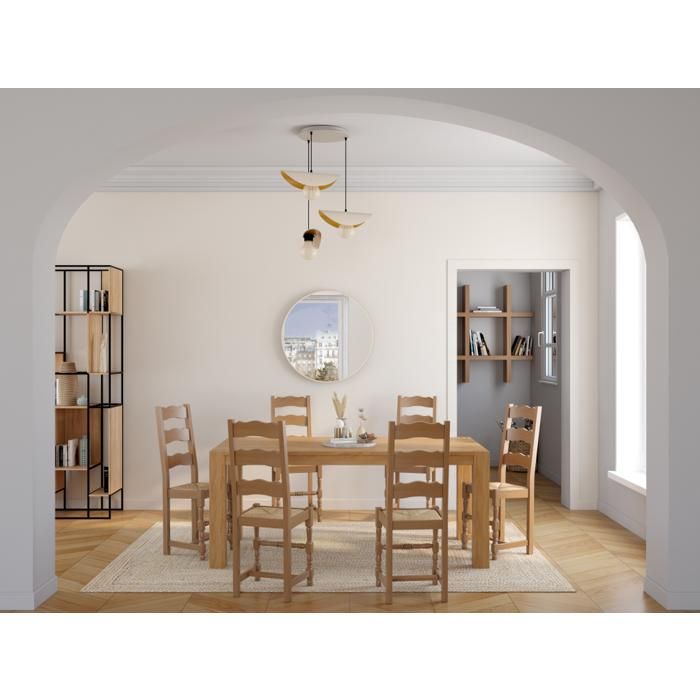 Lot De 6 Chaises En Bois Massif Et Paille - Style Campagne, Dimensions 45x40x100 Cm, Occasion Bon état