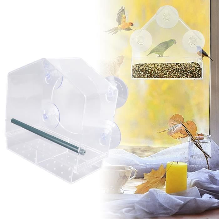 Mangeoire à Oiseaux Transparente Pour Fenêtre - Avec 4 Ventouses Puissantes - 24,8x10,16x16,7 Cm - Pour Observer Les Oiseaux De Près - 3