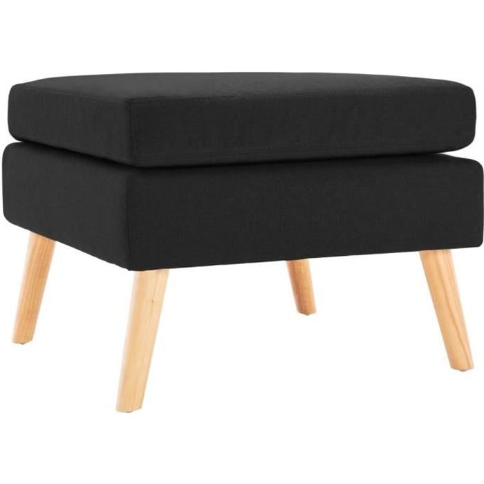 vidaXL Repose-pied Noir Tissu