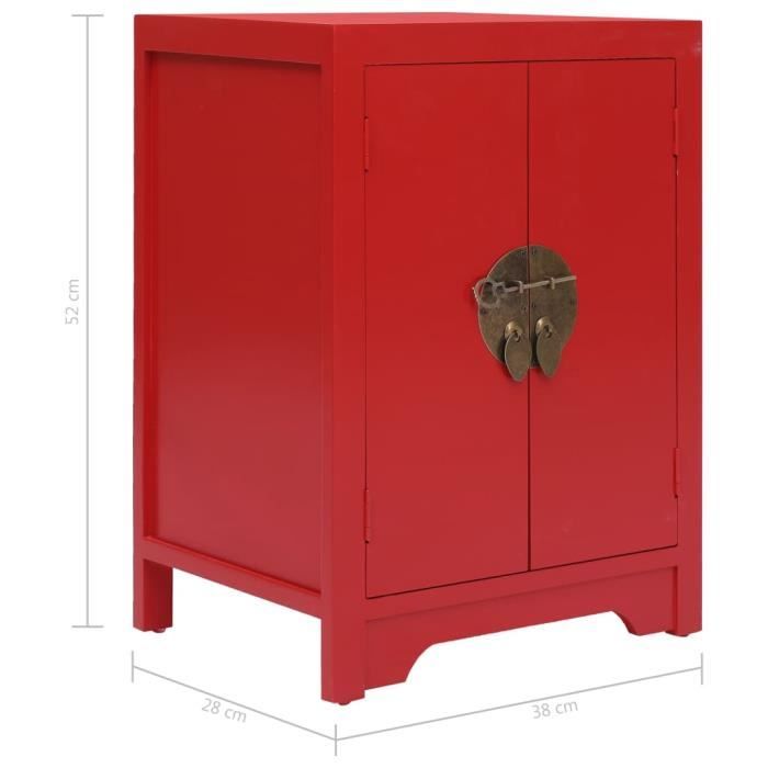 swt table de chevet rouge 38 x 28 x 52 cm bois de paulownia
