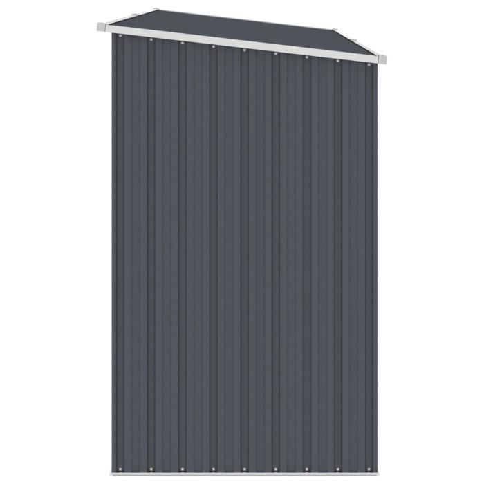 Abri à bois de jardin - ZERODIS - HB042 - Acier galvanisé - Anthracite - 245x98x159 cm