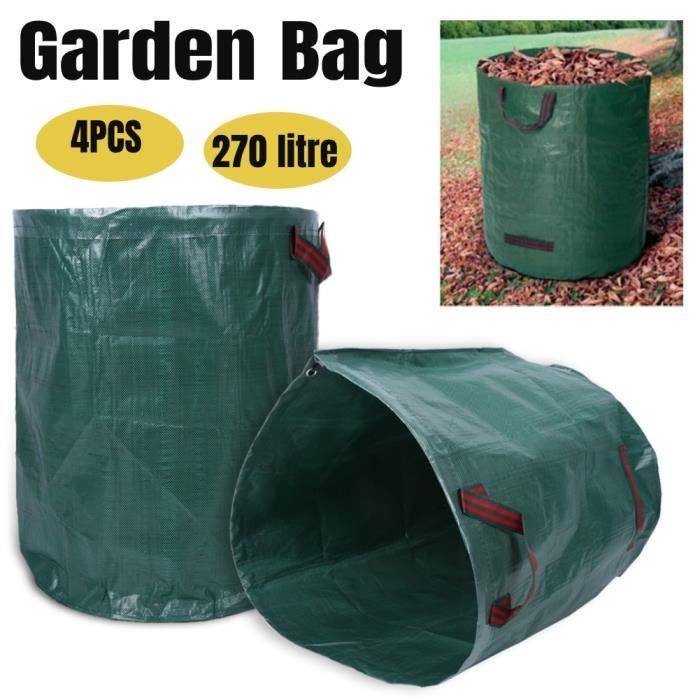 Ausla Sac de Jardin 4 x 270 l en polypropylène Robuste Vert 