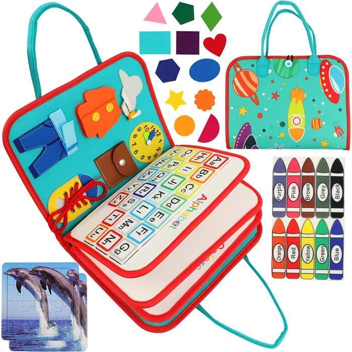 Busy Board Jouets Montessori Sensoriels pour Enfants Livre Occupé Activités Plan pour Les 2 à 6 Ans