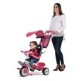 Tricycle évolutif SMOBY Baby Balade Rose - Roues silencieuses et canne parentale réglable - Garantie 3 ans-1