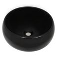 Lavabo rond en céramique noir - VIDAXL - 40 x 15 cm - Design moderne et tendance-1