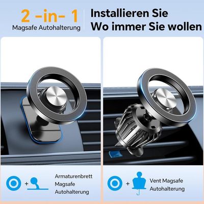 Support Téléphone Voiture Aimanté Magsafe – 20 Aimants N52, Rotation 360°, Ventouse Puissante