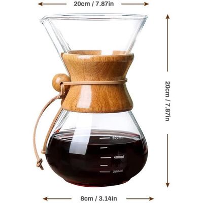Cafetière à Verser Avec Filtre En Acier Inoxydable, Carafe En