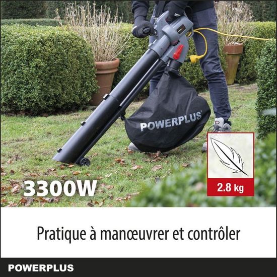 Souffleur De Feuilles Powerplus 3300W - Aspirateur Broyeur Jardin 270km/h