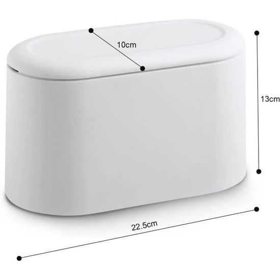 Poubelle Salle De Bain Mini Poubelle De Table VORHOT 2L - Avec Couvercle à Pression Et Sacs Poubelle Voiture 2L