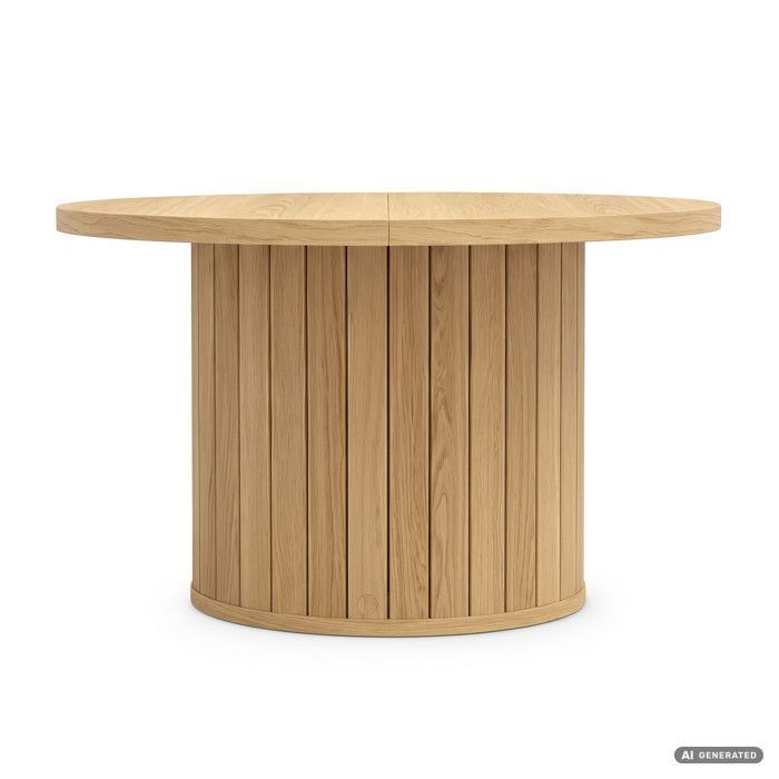 Table Basse Ronde Dw Table basse NUBO coloris bois naturel 60 cm ronde cannelée 60x60x45 cm ...
