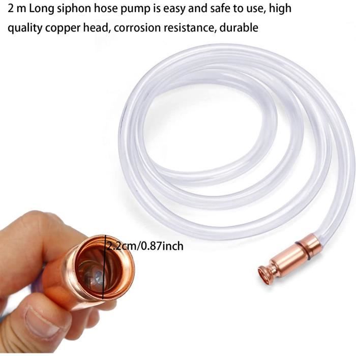 Tuyau à Siphonner Auto-amorçant 300 Cm - Pour Essence, Gasoil, Eau - Avec Vanne En Cuivre Et Collier