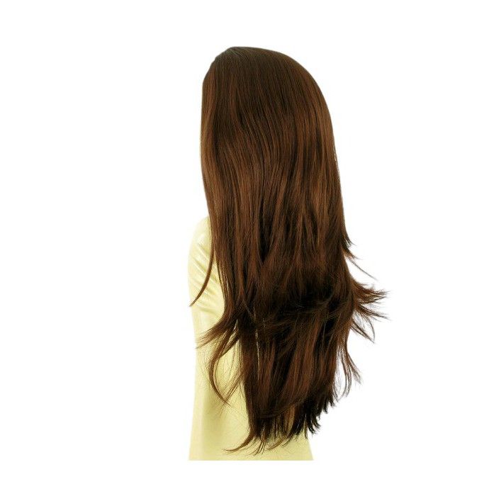 Demi-perruque (demi-tête) Synthétique Longue 62cm - Couleur Châtain Foncé Cuivré - Taille M - NEUVE Avec étiquettes