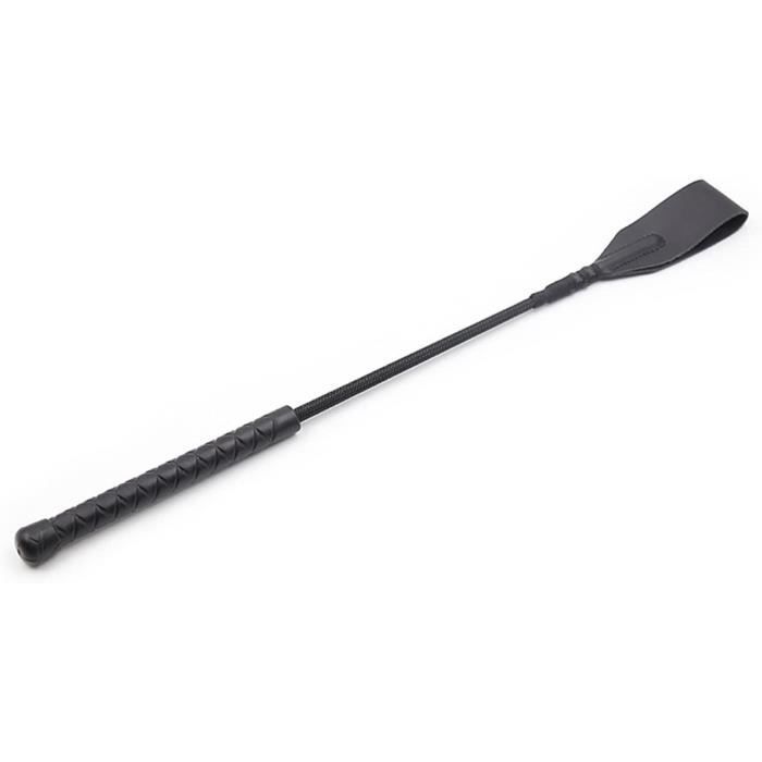 SexReaper Cravache En Cuir Noir – Multi-usage (équitation, Jeu, Dressage) – Tressée, Pompon Court – Pour Couple Ou Cavalier