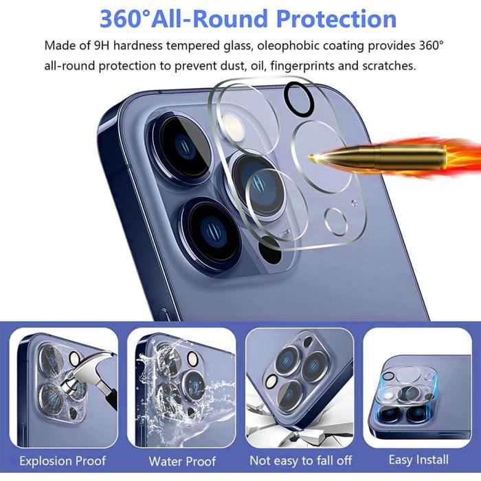 3 x Verre Trempé Caméra Arrière pour iPhone 15 Pro Film Protection
