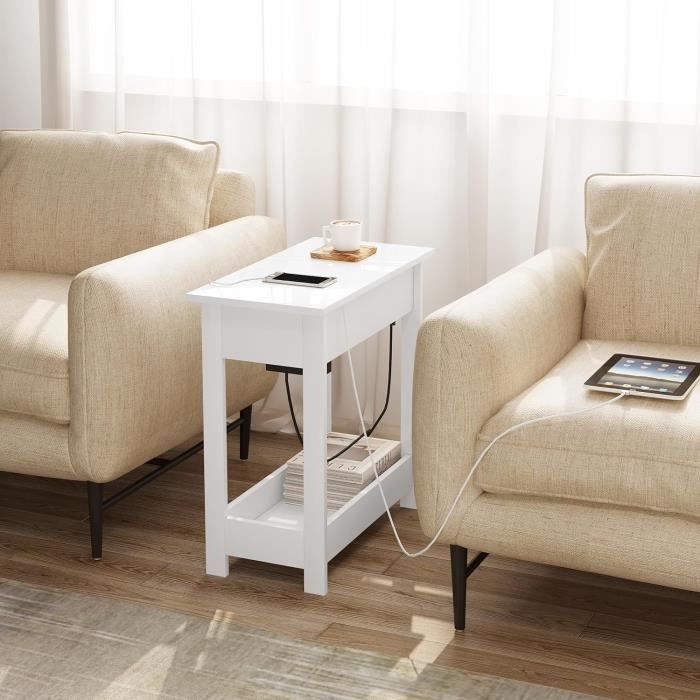 Table d'Appoint avec Prise d'Alimentation Bout de Canapé Petite Table - Ciel & terre Commerce