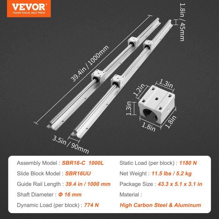 Rail Linéaire MGN12H – Largeur 12 Mm, Hauteur 8 Mm – Pour Imprimantes 3D (Ender 3), Machines CNC – Guidage Précis Et Durable