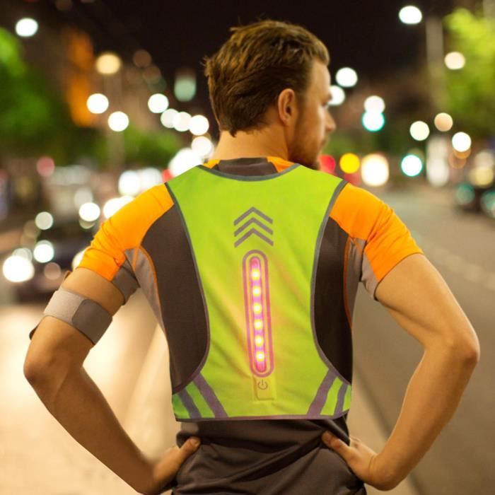 Zerone Gilet de sport LED Luminous Gilet Summer Night Sports Running  Cycling Réfléchissant Vêtements de sécurité Jaune