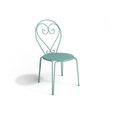 Ensemble table et chaise de jardin en métal façon fer forgé - Vert amande - GUERMANTES-2
