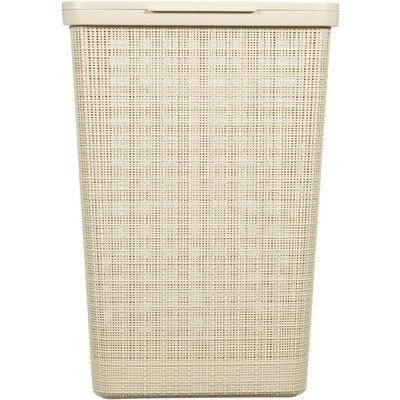Coffre à Linge Curver Jute 58L Avec Couvercle - Bac à Linge Aéré, Poignées Ergonomiques, 70% Recyclé - Gris