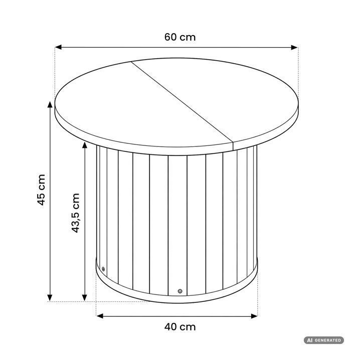 Table Basse Ronde Dw Table basse NUBO coloris bois naturel 60 cm ronde cannelée 60x60x45 cm ...