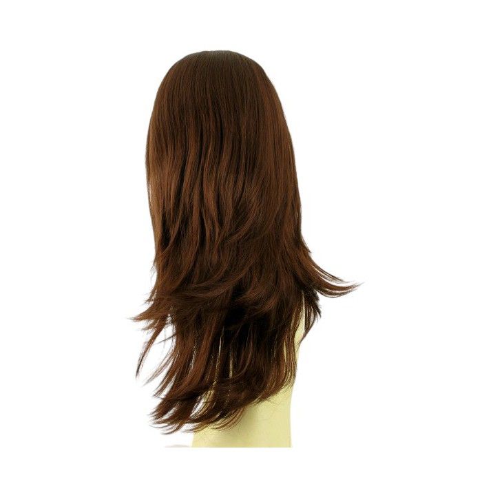 Demi-perruque Synthétique Longue 62cm Chocolat Méché Cuivré - Bonnet Moyen