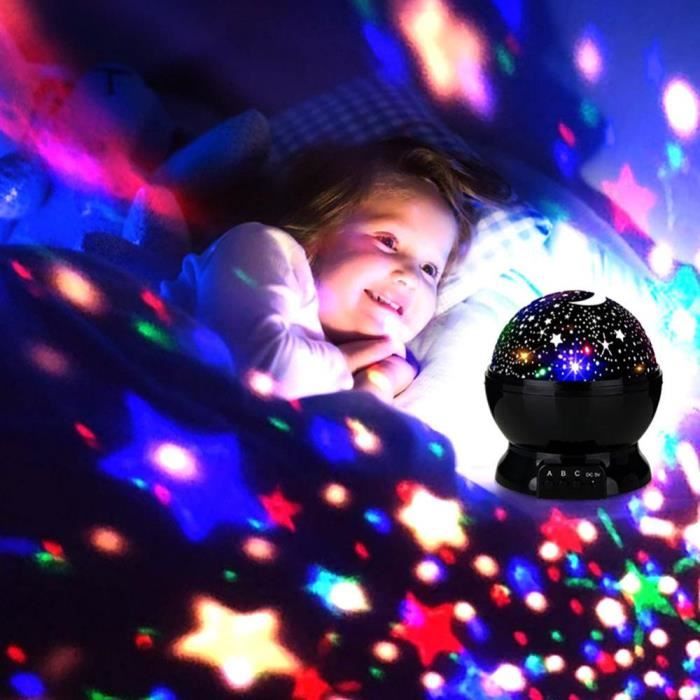 Projecteur étoiles Veilleuse Enfant - 360°, 4 Couleurs, Minuterie, Télécommande, Parfait Pour Endormir Bébé