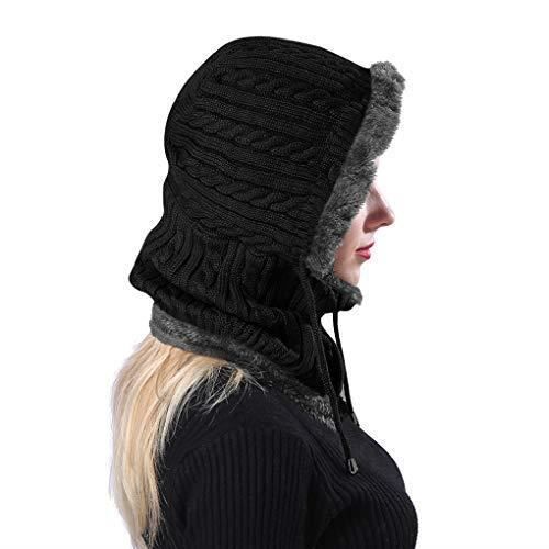 Cagoule Zwart - Bonnet d'hiver - Cachemire - Écharpe à capuche tricotée  pour femme