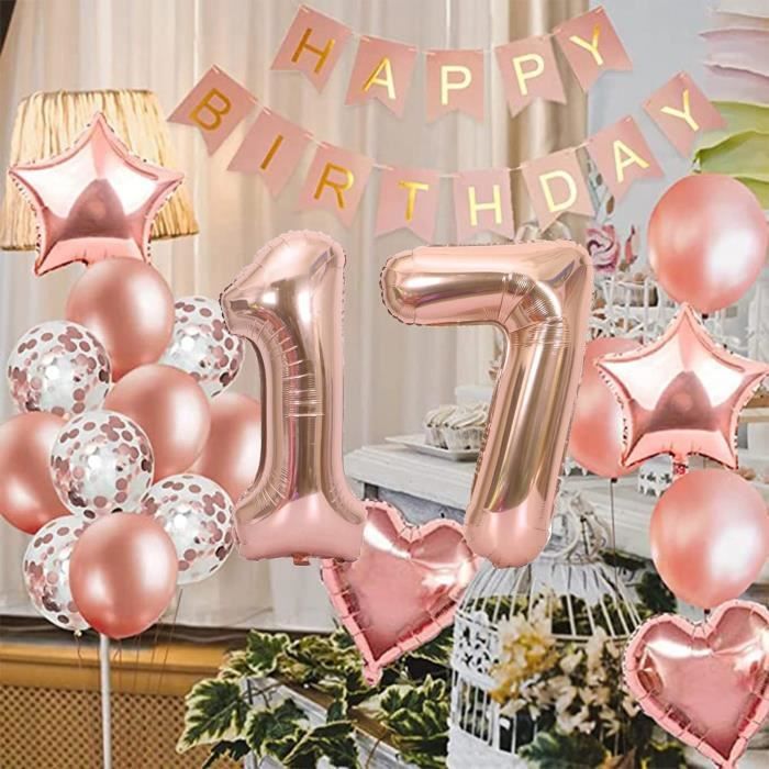 Decoration Anniversaire 17 Ans Fille, Ballon Anniversaire 17 Ans Or
