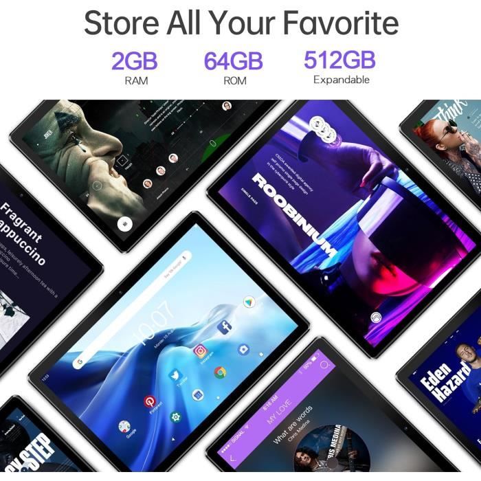 Tablette Android PRITOM 10 Pouces - 16 Go RAM, 64 Go ROM, Octa-Core, WiFi 5G, Double Caméra, écran IPS, Avec étui - 4