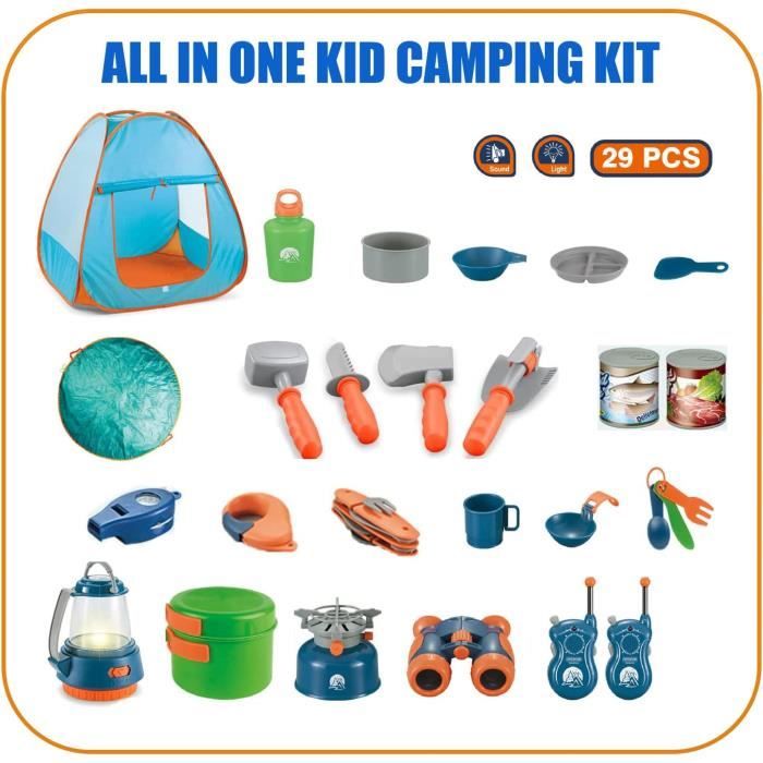 Ensemble nu-pieds de camping pour enfants, jeu pour faire semblant, outils, poêl