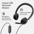 MICROSOFT Modern USB Headset - Casque filaire USB - Bouton Microsoft Teams - Noir-3