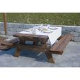 Table de jardin Jardinatoire - modèle picnic - épaisseur renforcée - 2m - Marron-3