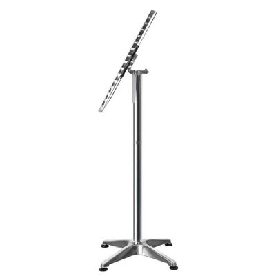 Table Bistrot Réglable 60x60 Cm - Hauteur 70-110 Cm - Aluminium/acier Inox - Gris Argenté - Intérieur/extérieur