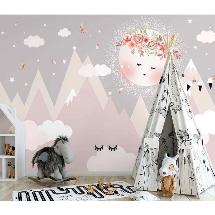 Papier Peint Panoramique Chambre De Fille De Dessin Animé Papier Peint ...