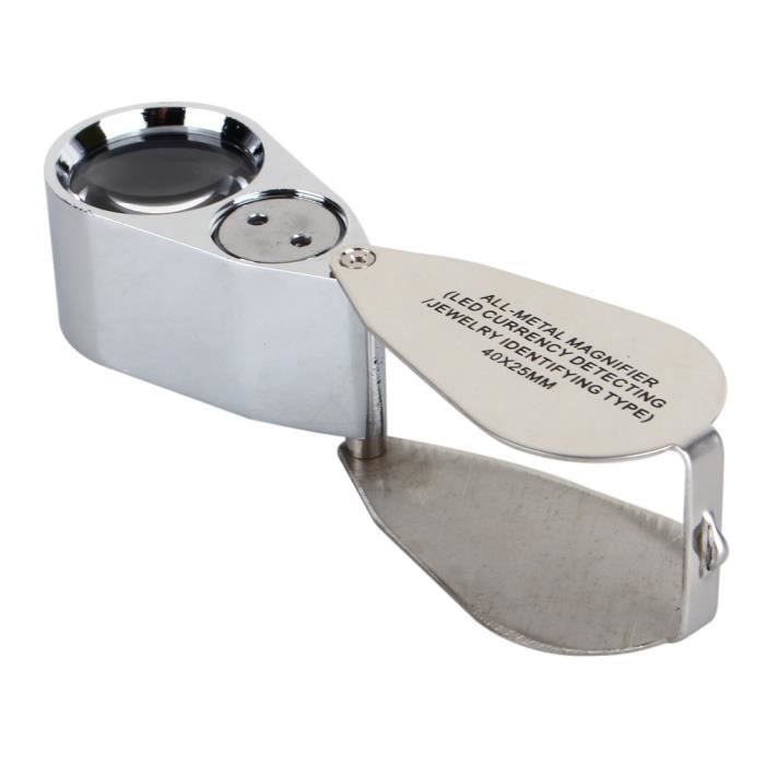Mini loupe de bijoutier 40x 25 mm avec lumière LED et UV | fournisseur de loupes industrielles | E-Tay Mini loupe de bijoutier 40x 25 mm avec lumière LED et UV | fournisseur de loupes industrielles | E-Tay