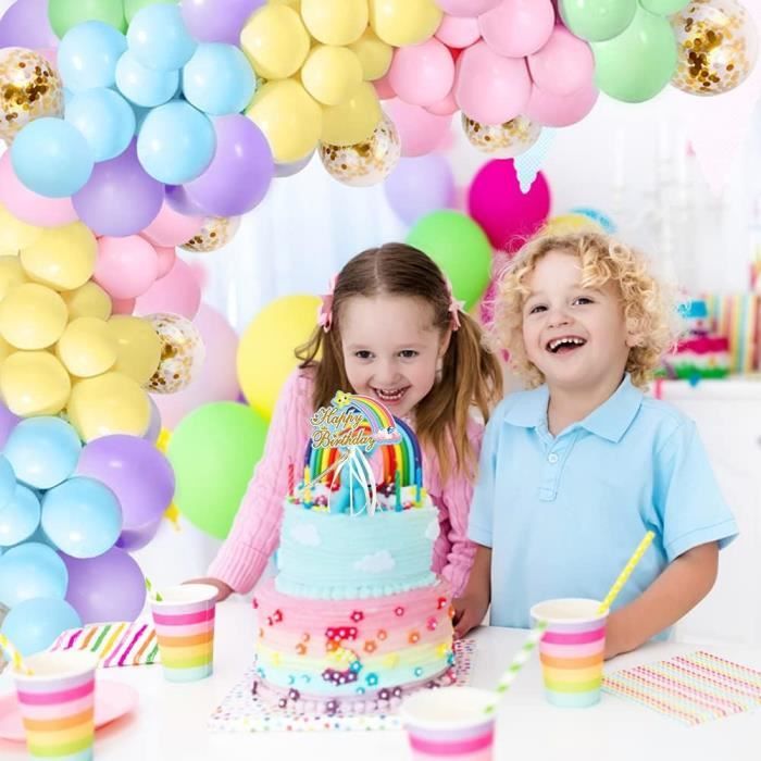 Ballon Anniversaire Décoration Anniversaire 9 Ans - Kit Ballons Arc-en-ciel Avec Chiffre Cadeau Fille 9 Ans